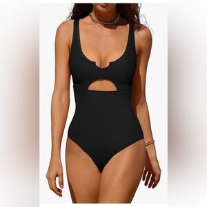 Charmo Ribbed Cut Out One Piece Swimsuit‎ Beach Size S